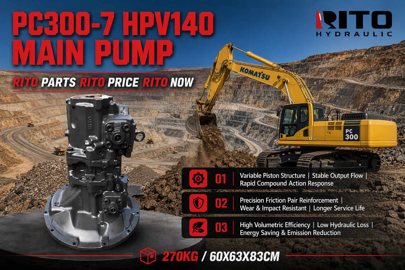 Главный насос Komatsu PC300-7 HPV140: полные технические характеристики, особенности и руководство по покупке (2026)