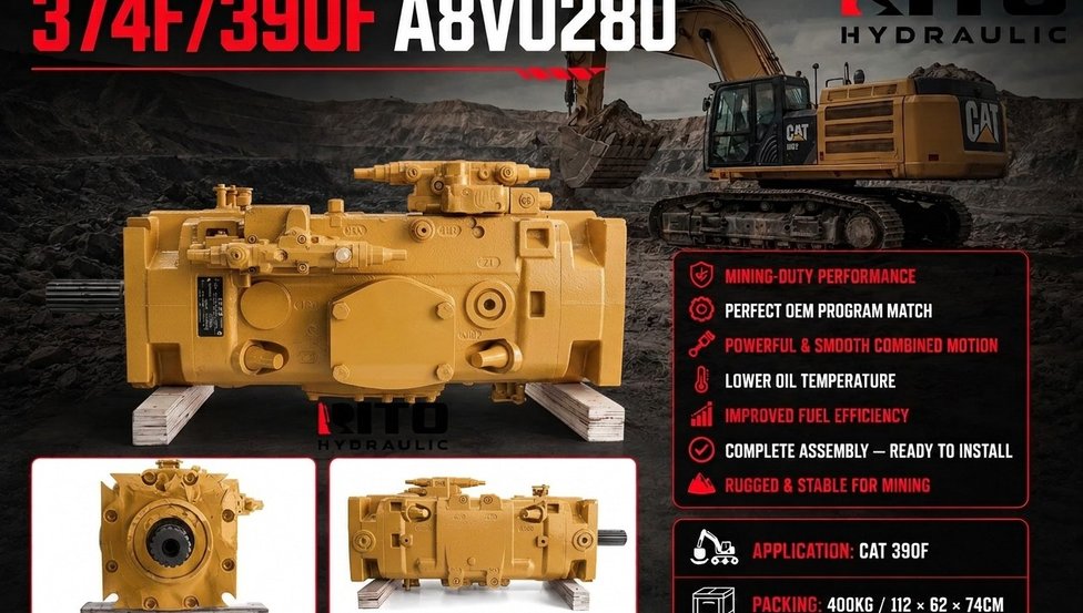 Главный насос CAT 390F A8VO280: рабочий объем, гидравлика и руководство по замене для горнодобывающих работ (2026)