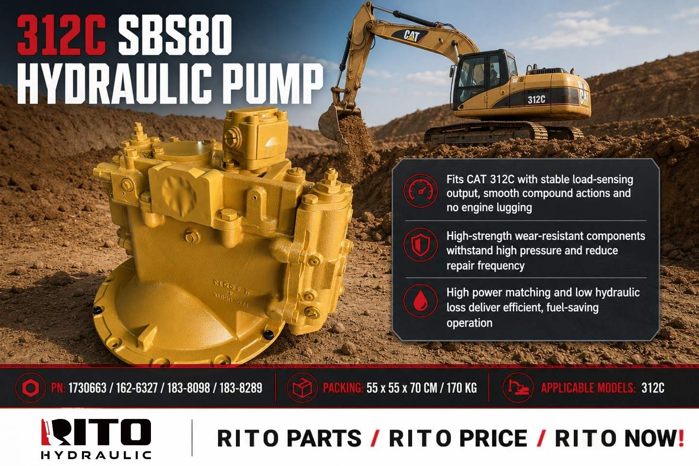 Почему вашему CAT 312C нужен гидравлический насос SBS80?