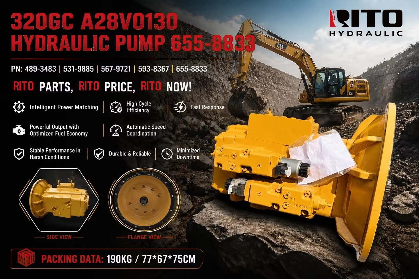 Гидравлический насос CAT 320GC (A28VO130 / 655-8833): типичные неисправности и экономичный способ ремонта