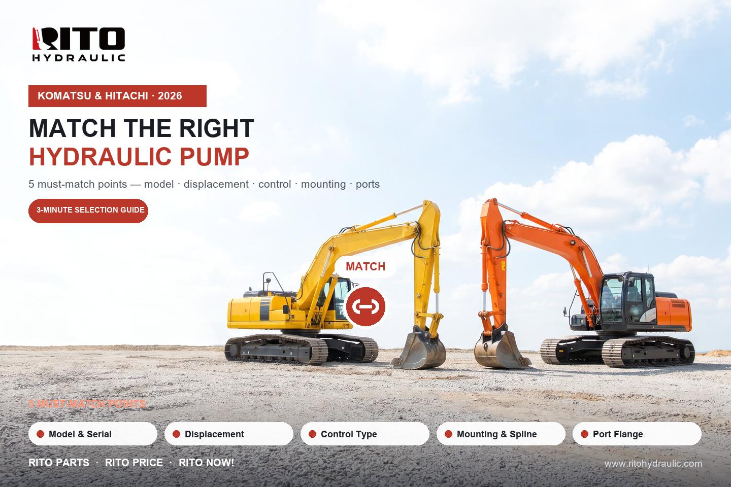 Как подобрать гидравлический насос для вашего экскаватора Komatsu или Hitachi: 3-минутное руководство по выбору (2026)