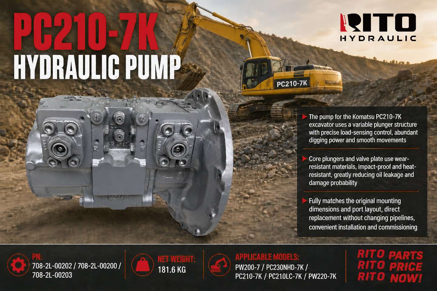 Гидравлический насос Komatsu PC210-7K (708-2L-00202): симптомы, диагностика и руководство по замене для экскаваторов Dash-7 (2026)