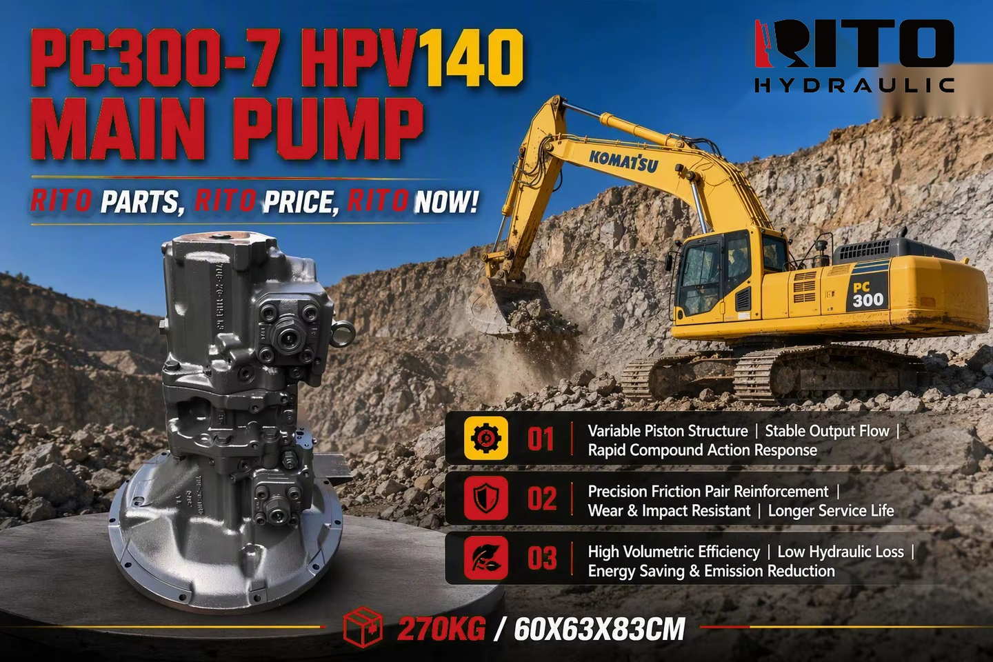 Главный насос Komatsu PC300-7 (HPV140): как подобрать подходящий насос — руководство по моделям, вариантам и кросс-номерам