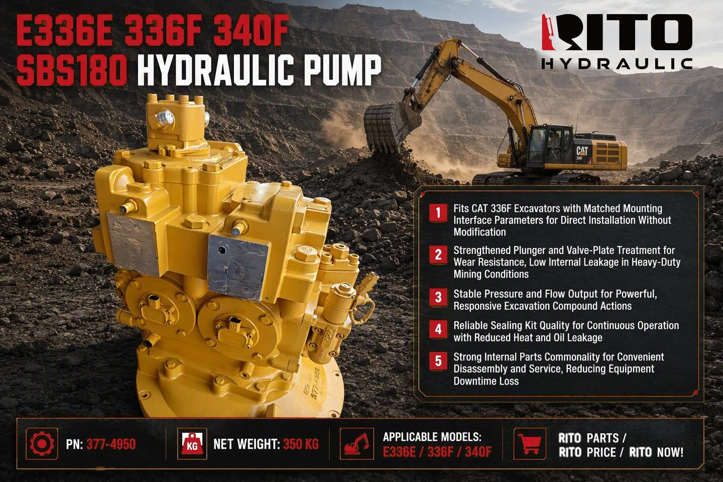 Как работает гидравлический насос на экскаваторе Caterpillar 336F?